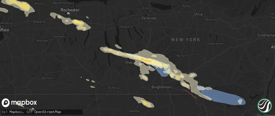 Hail map in Freeville, NY on July 18, 2026