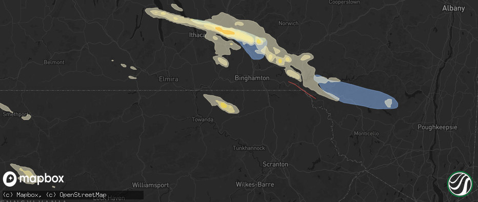 Hail map in Friendsville, PA on July 18, 2026