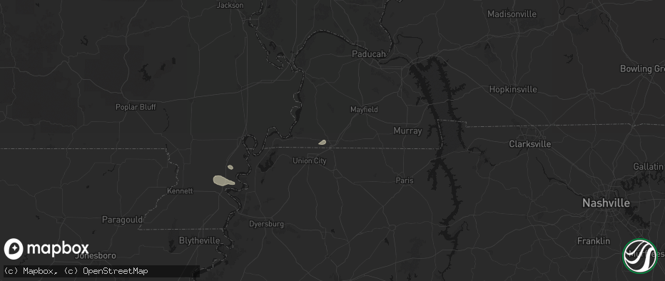 Hail map in Fulton, KY on July 18, 2026
