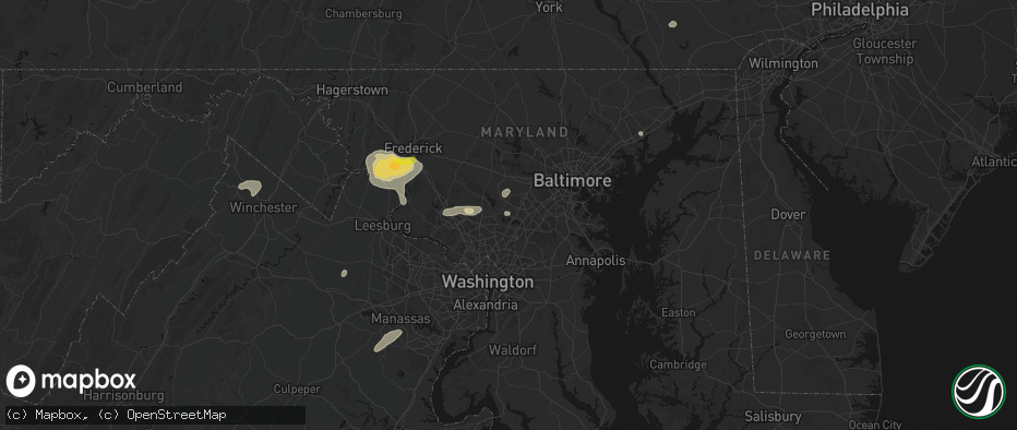 Hail map in Fulton, MD on July 18, 2026