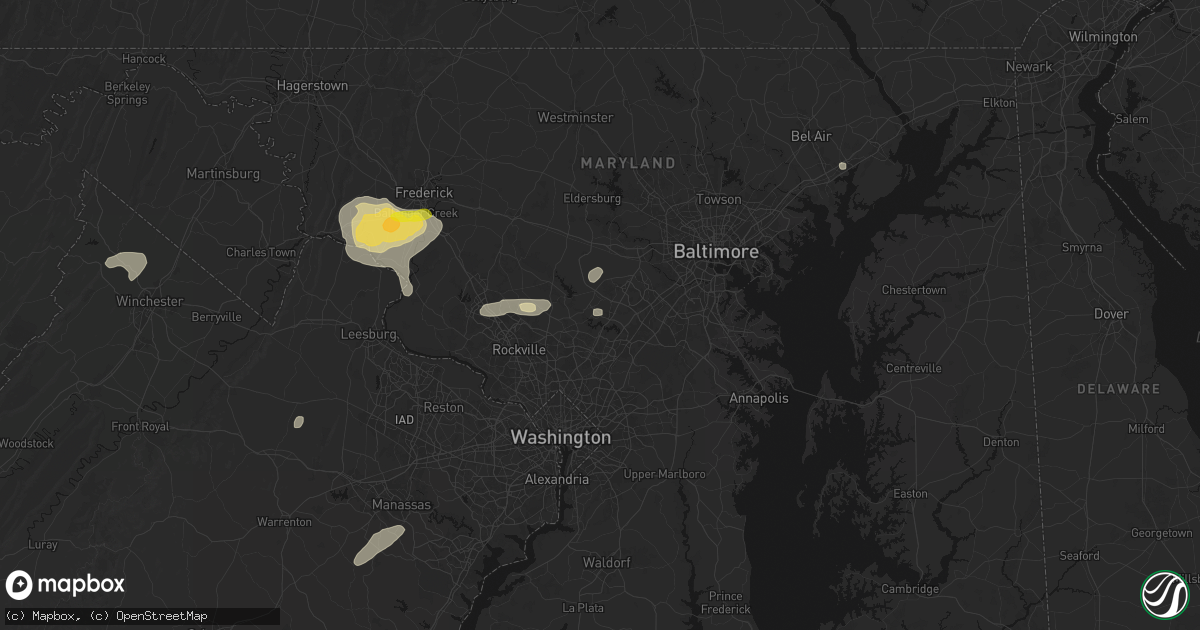 Hail map in Fulton, MD on July 18, 2026