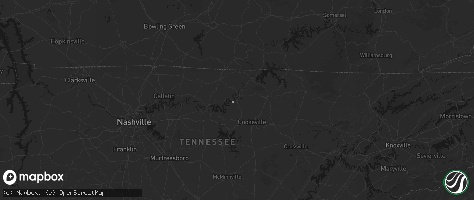 Hail map in Gainesboro, TN on July 18, 2026
