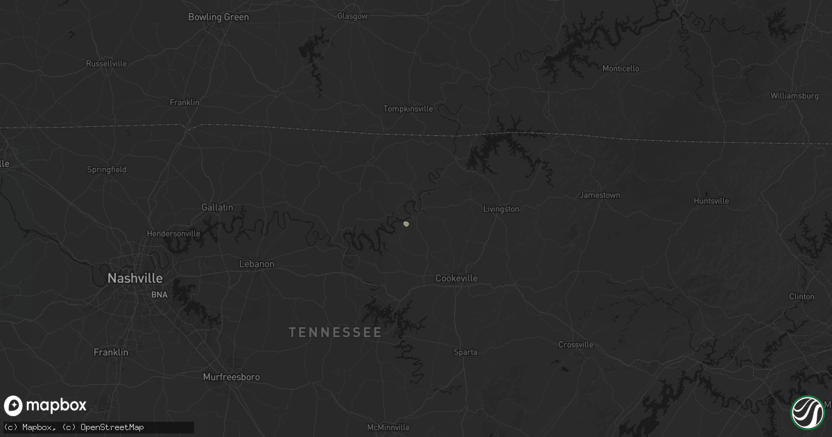 Hail map in Gainesboro, TN on July 18, 2026