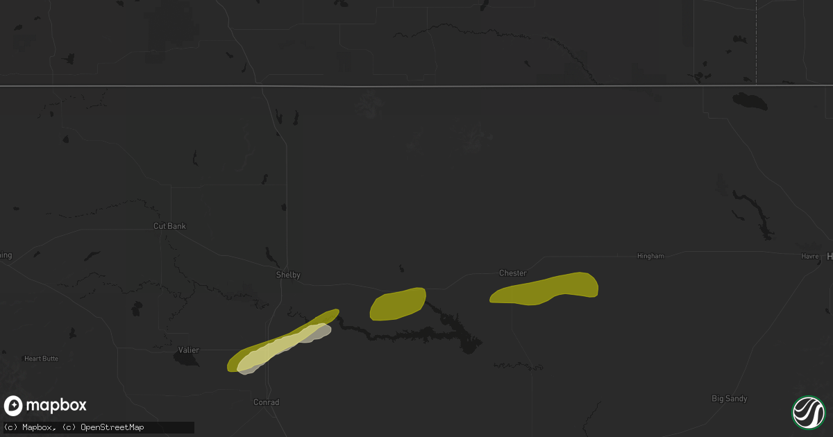 Hail map in Galata, MT on July 18, 2026