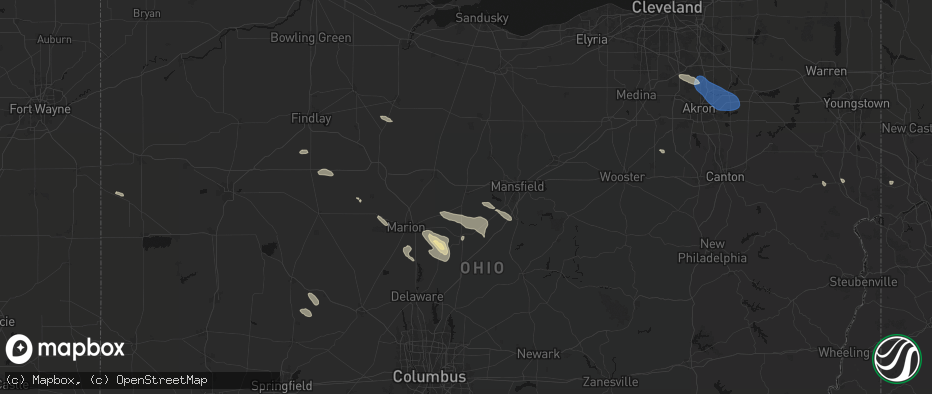 Hail map in Galion, OH on July 18, 2026