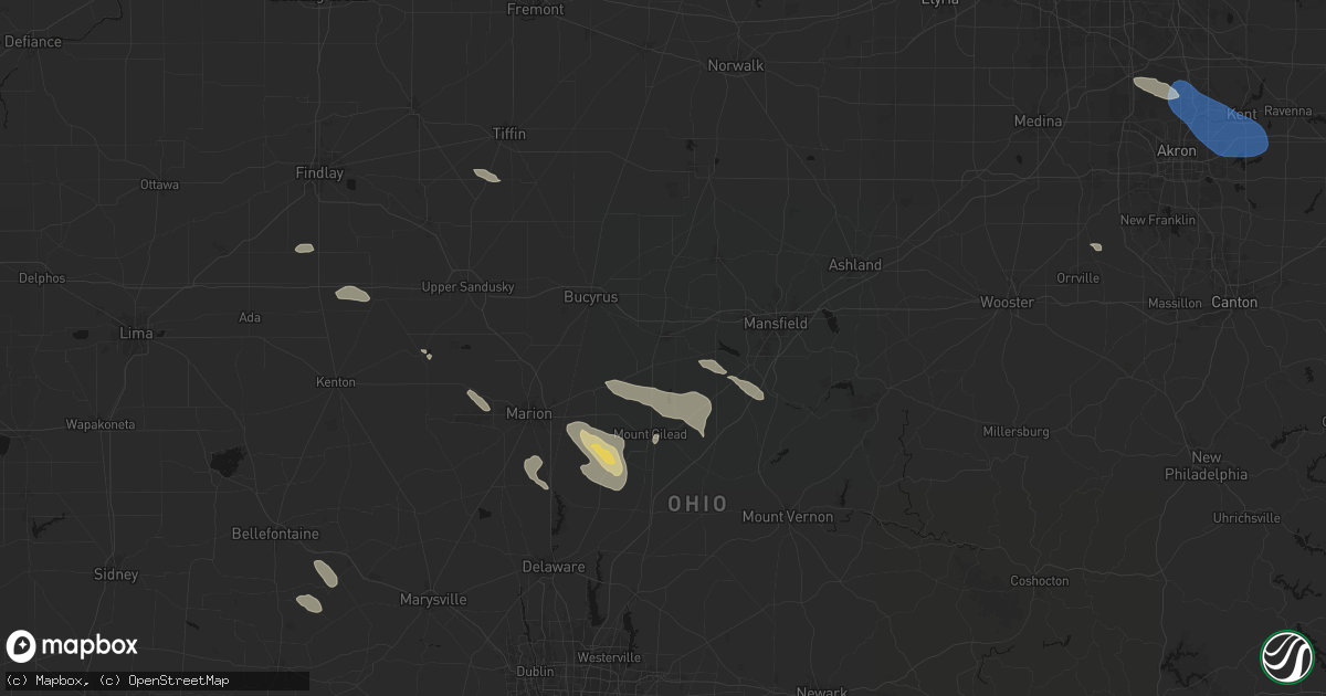 Hail map in Galion, OH on July 18, 2026