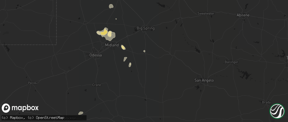 Hail map in Garden City, TX on July 18, 2026