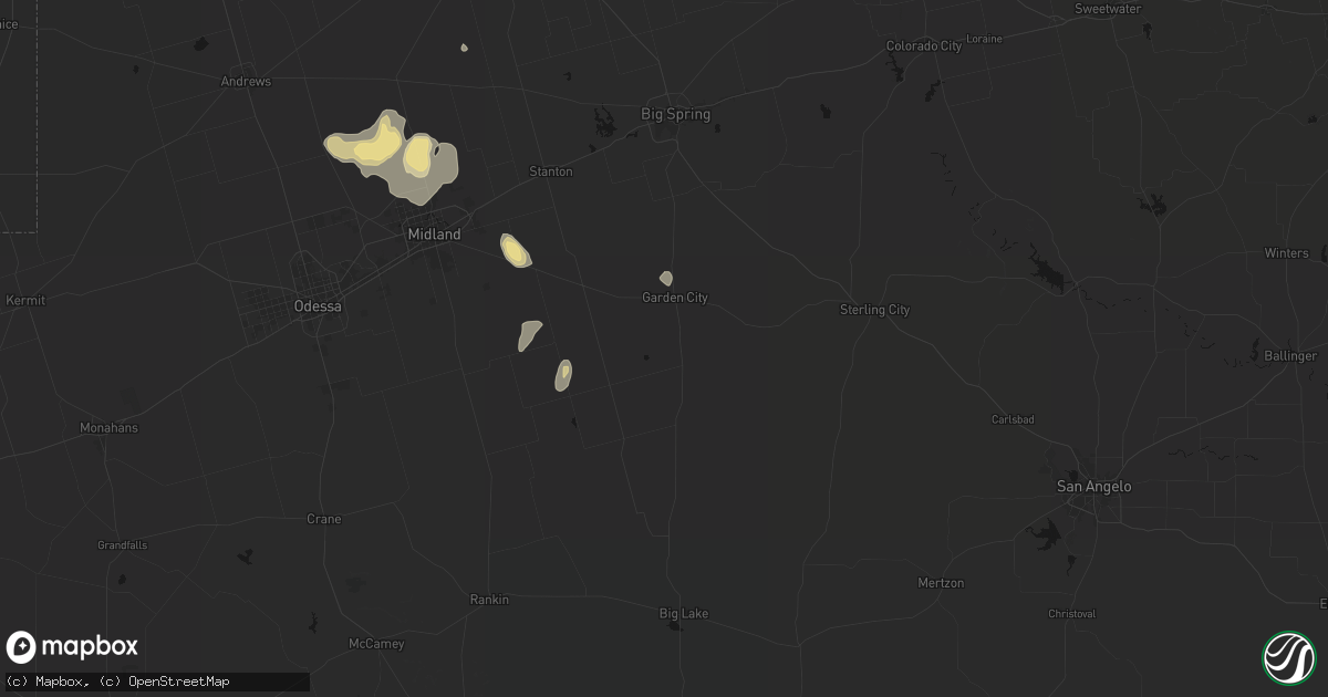 Hail map in Garden City, TX on July 18, 2026