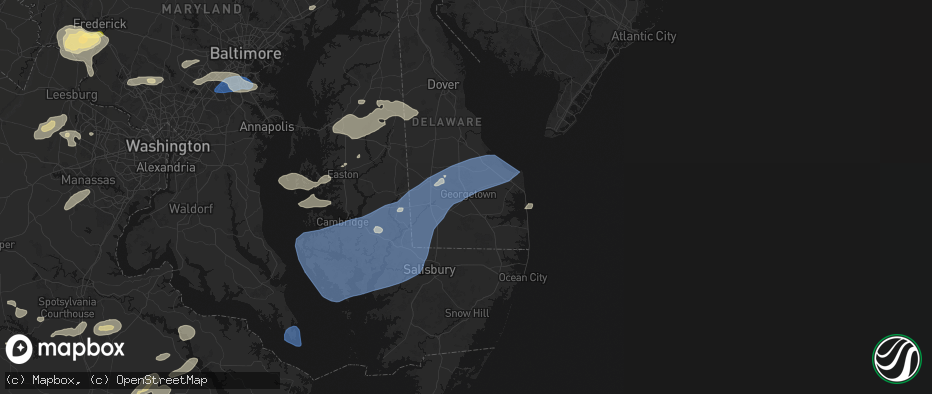 Hail map in Georgetown, DE on July 18, 2026