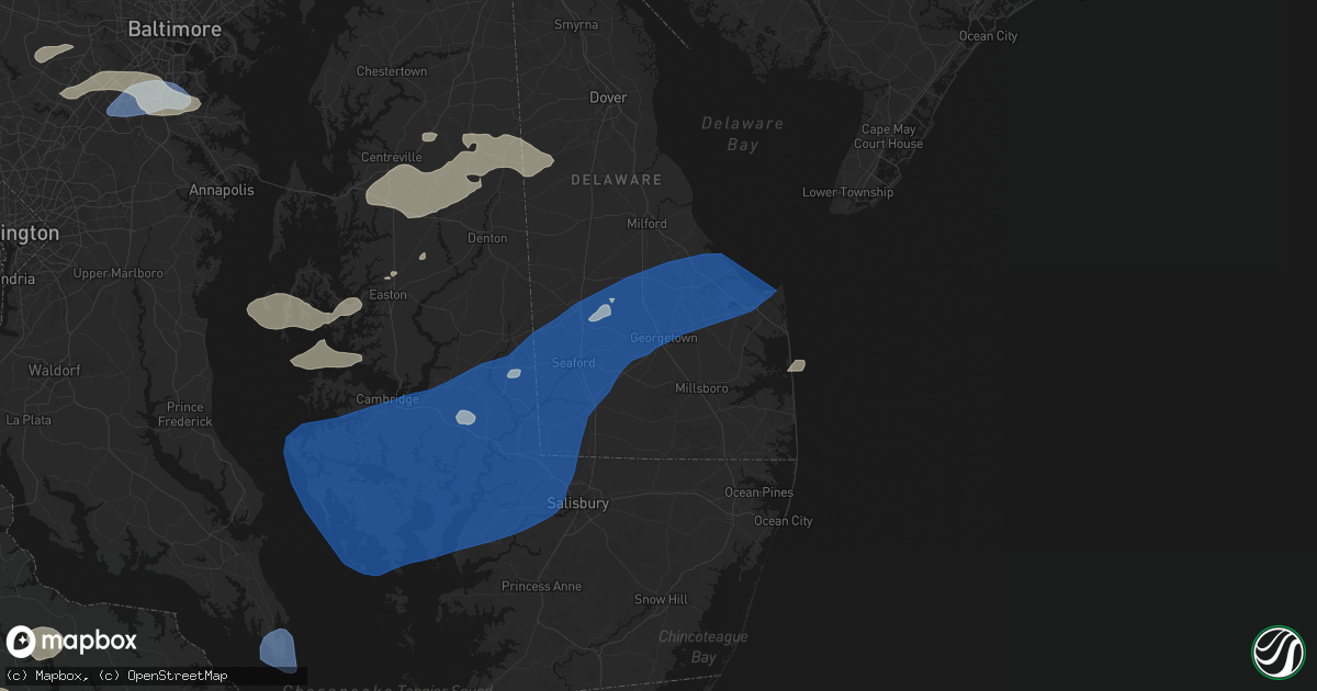 Hail map in Georgetown, DE on July 18, 2026