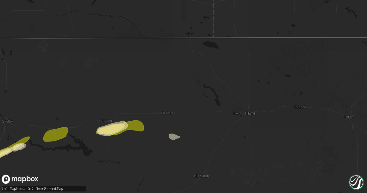 Hail map in Gildford, MT on July 18, 2026