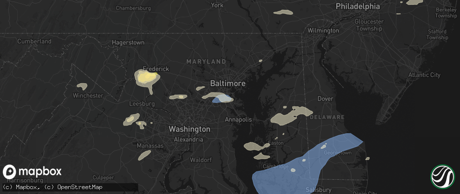 Hail map in Glen Burnie, MD on July 18, 2026