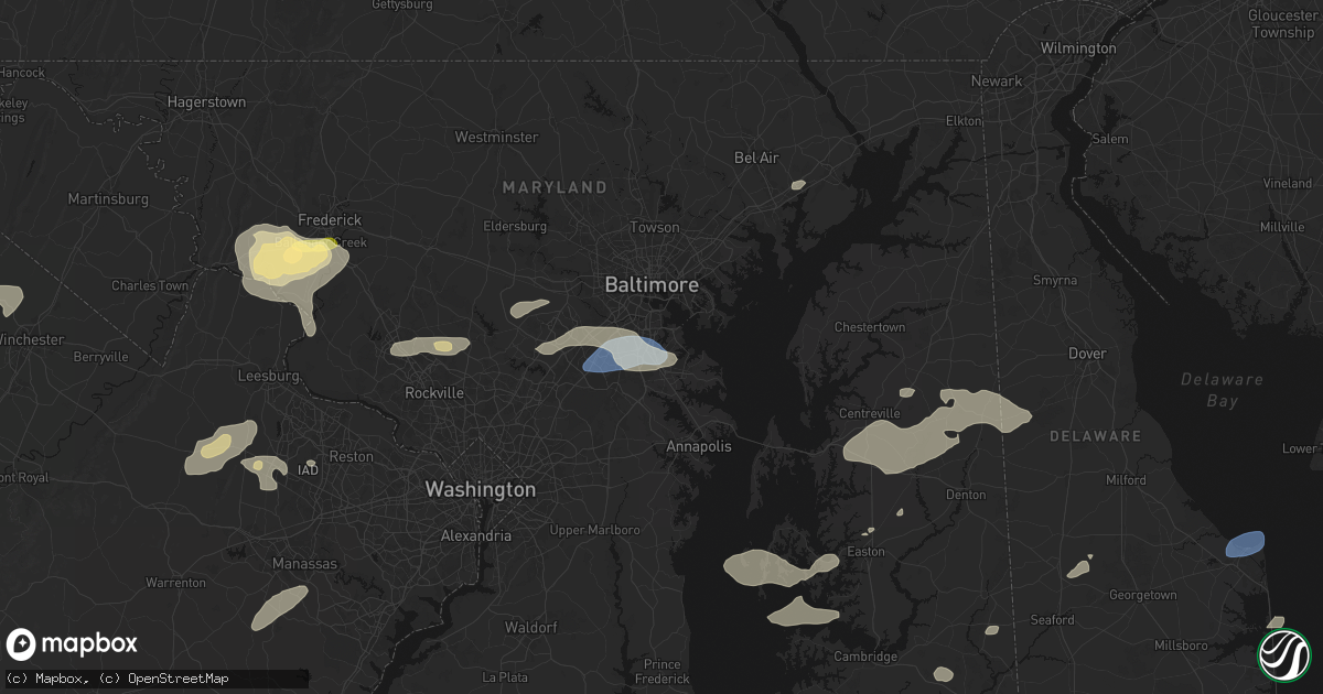 Hail map in Glen Burnie, MD on July 18, 2026