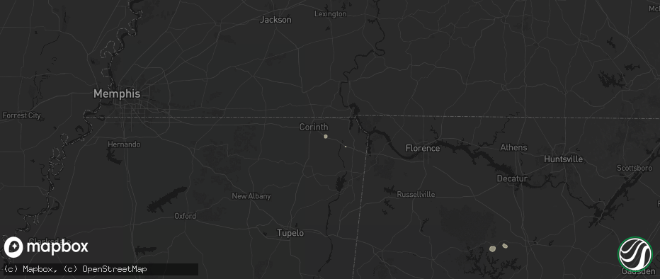 Hail map in Glen, MS on July 18, 2026