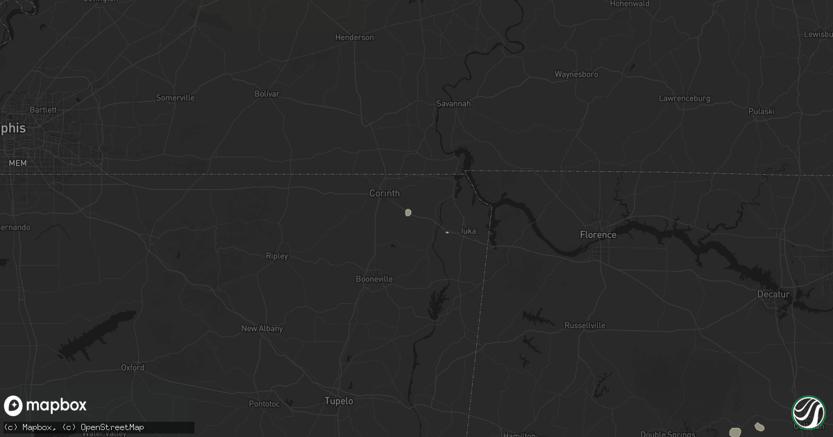 Hail map in Glen, MS on July 18, 2026