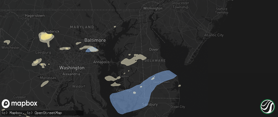 Hail map in Goldsboro, MD on July 18, 2026