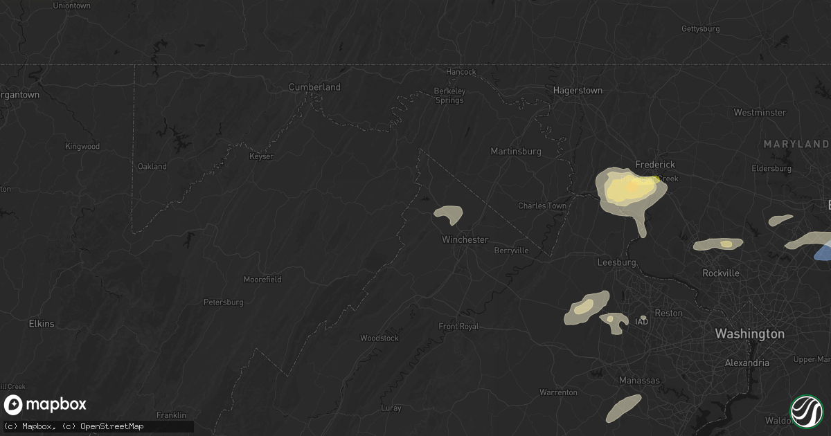 Hail map in Gore, VA on July 18, 2026