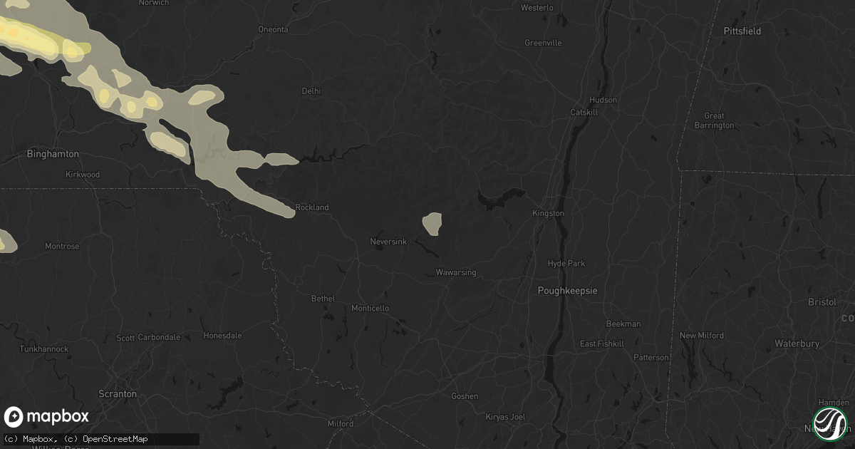 Hail map in Grahamsville, NY on July 18, 2026