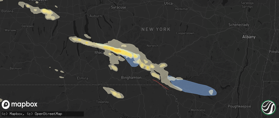 Hail map in Greene, NY on July 18, 2026