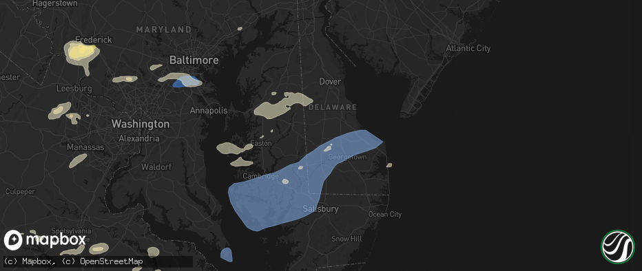 Hail map in Greenwood, DE on July 18, 2026