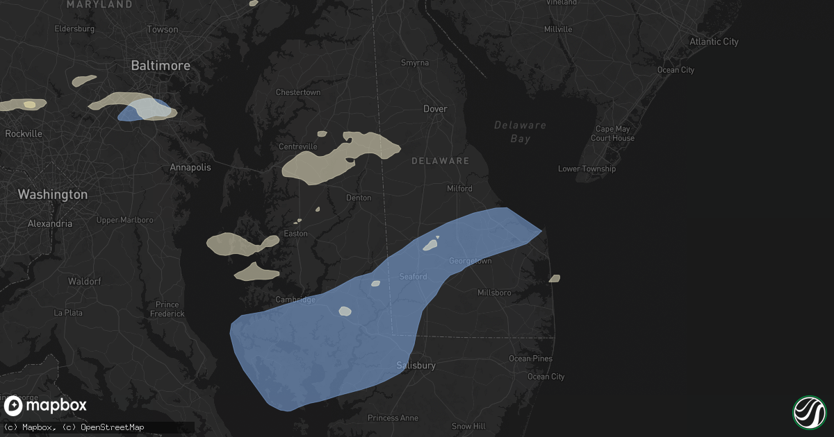Hail map in Greenwood, DE on July 18, 2026