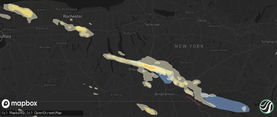 Hail map in Groton, NY on July 18, 2026