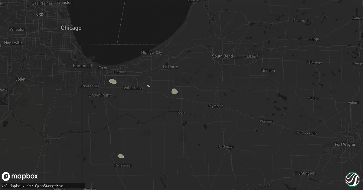 Hail map in Hamlet, IN on July 18, 2026