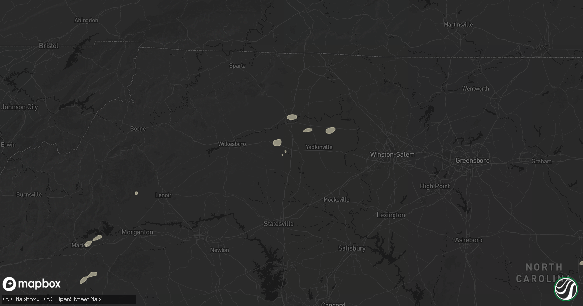 Hail map in Hamptonville, NC on July 18, 2026