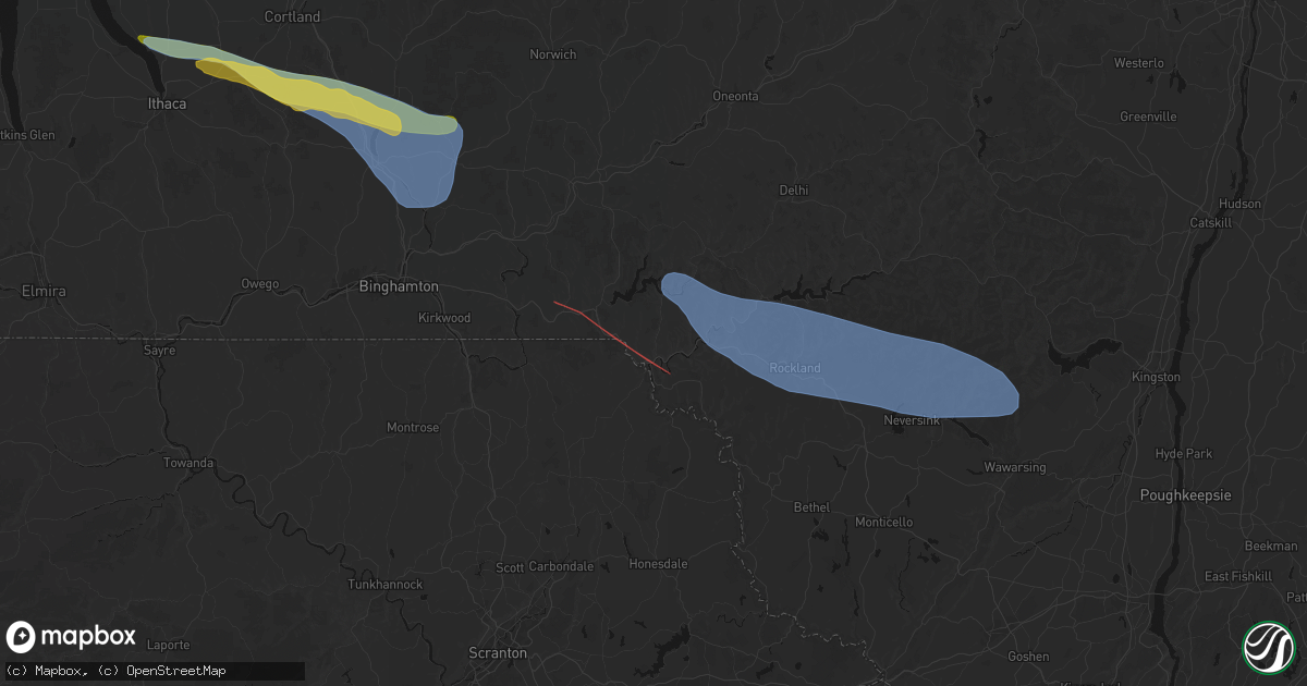 Hail map in Hancock, NY on July 18, 2026