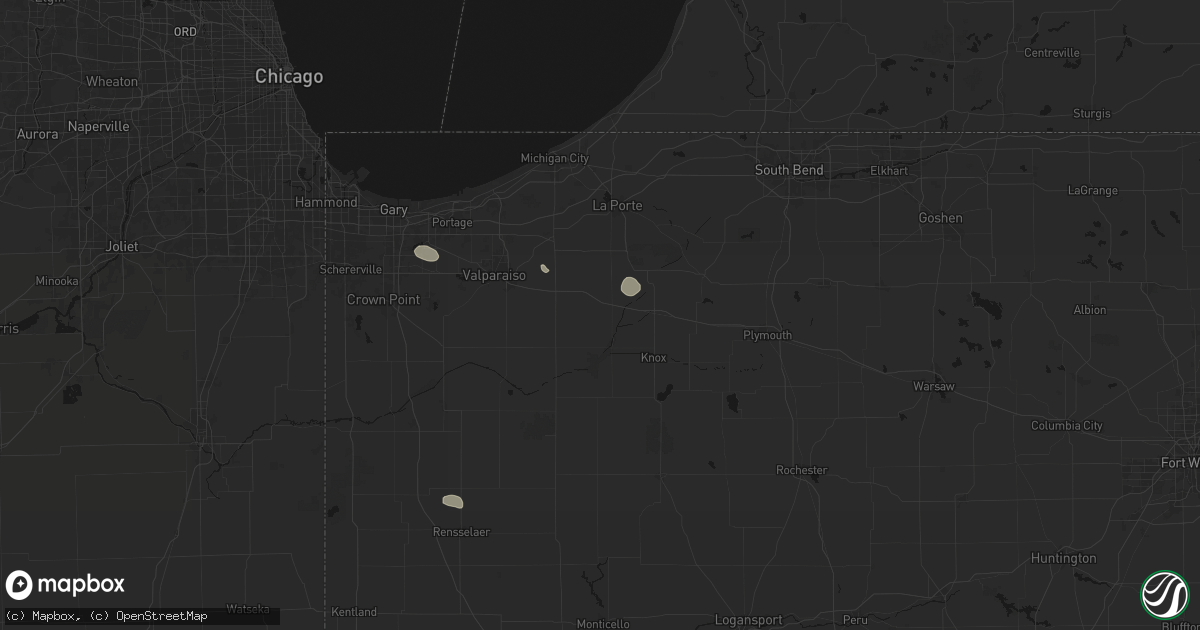 Hail map in Hanna, IN on July 18, 2026
