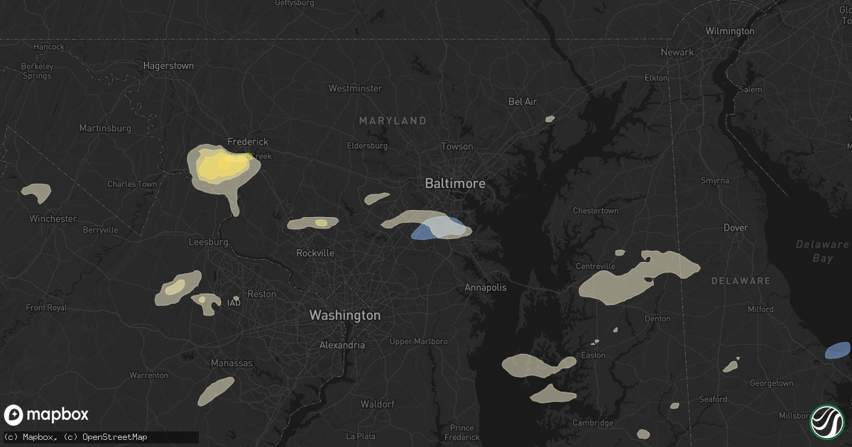 Hail map in Hanover, MD on July 18, 2026