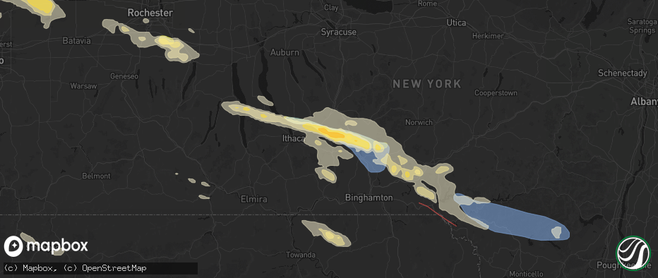 Hail map in Harford, NY on July 18, 2026