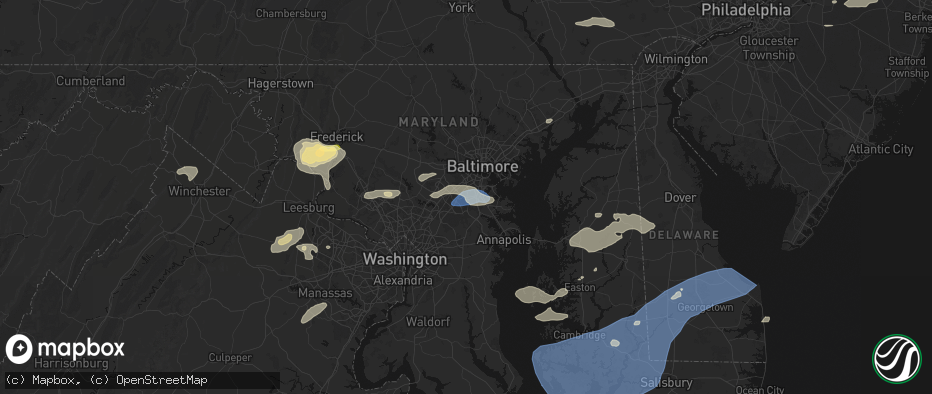 Hail map in Harmans, MD on July 18, 2026
