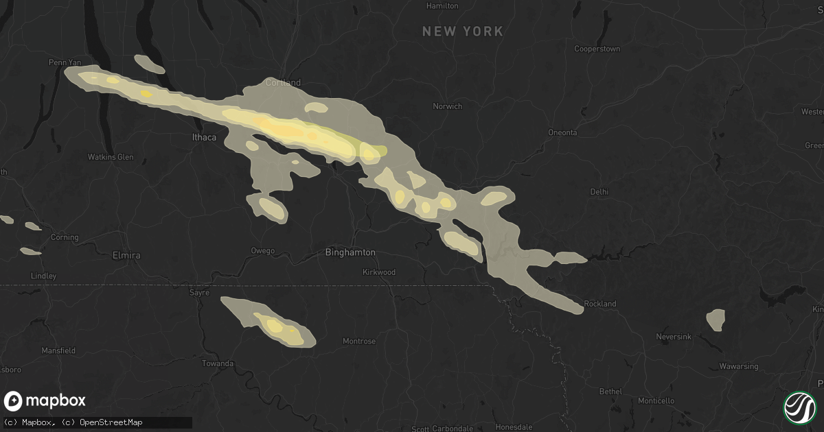 Hail map in Harpursville, NY on July 18, 2026