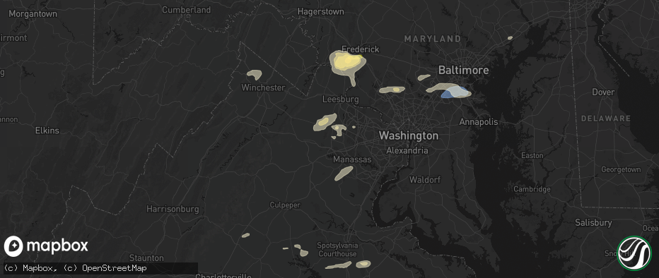 Hail map in Haymarket, VA on July 18, 2026