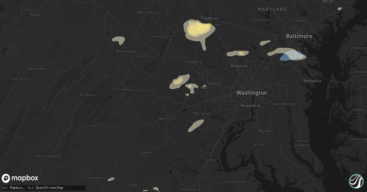 Hail map in Haymarket, VA on July 18, 2026
