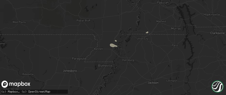 Hail map in Hayti, MO on July 18, 2026