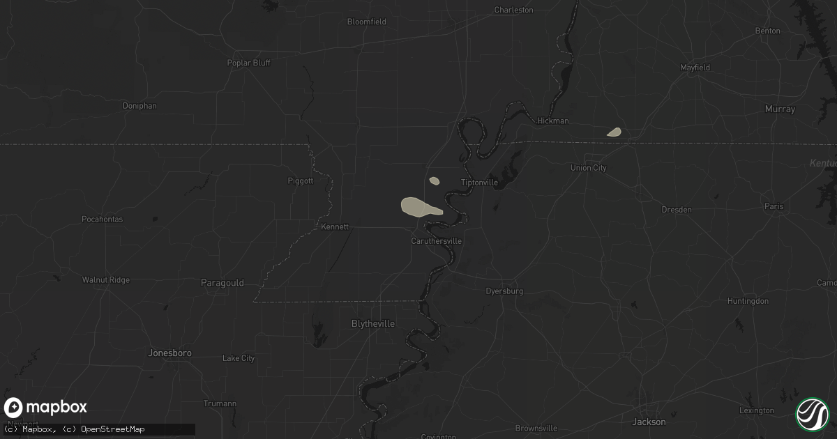Hail map in Hayti, MO on July 18, 2026