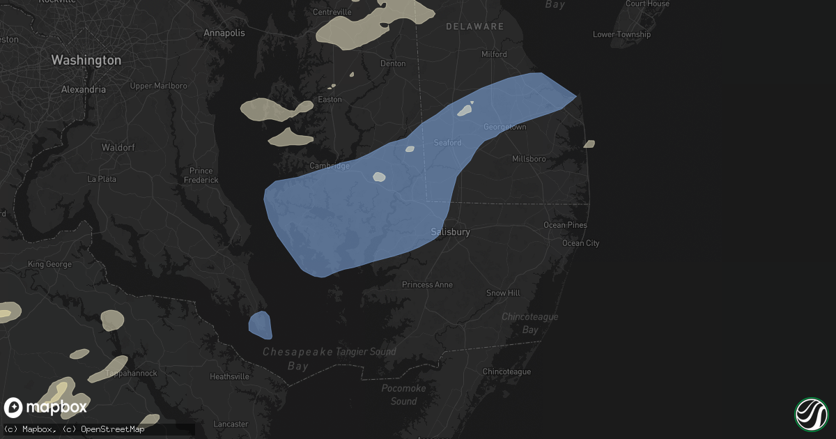 Hail map in Hebron, MD on July 18, 2026
