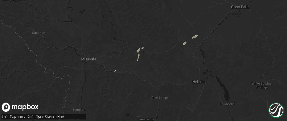Hail map in Helmville, MT on July 18, 2026