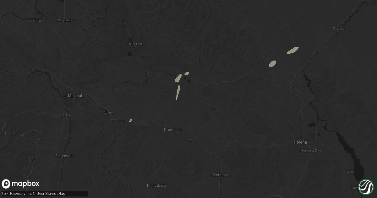 Hail map in Helmville, MT on July 18, 2026