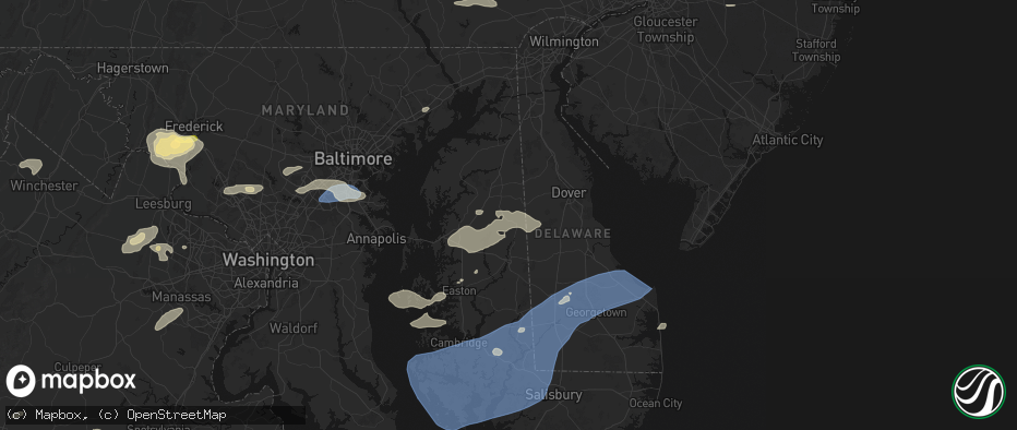 Hail map in Henderson, MD on July 18, 2026