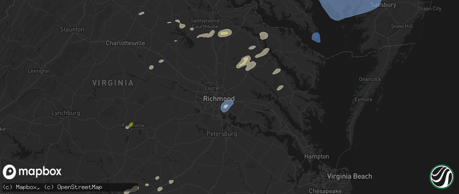 Hail map in Henrico, VA on July 18, 2026