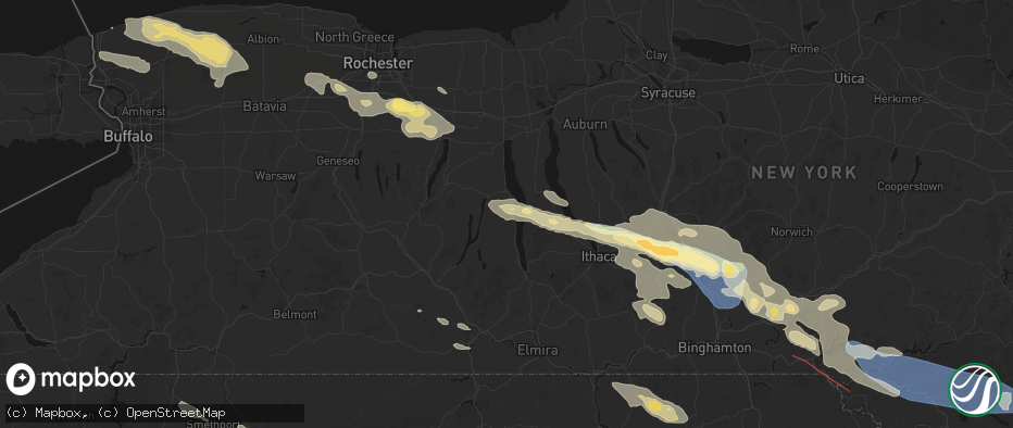 Hail map in Himrod, NY on July 18, 2026