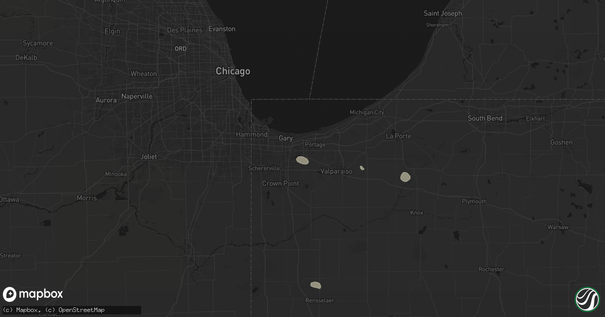 Hail map in Hobart, IN on July 18, 2026