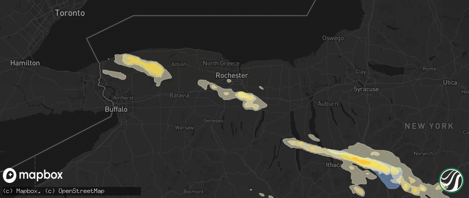 Hail map in Honeoye Falls, NY on July 18, 2026