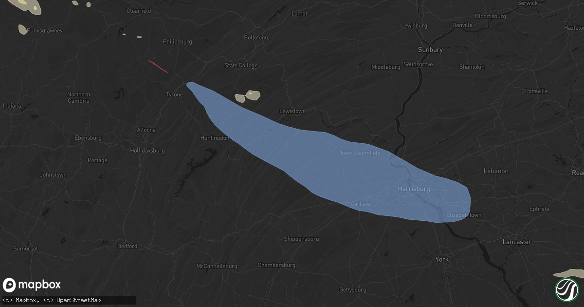 Hail map in Honey Grove, PA on July 18, 2026