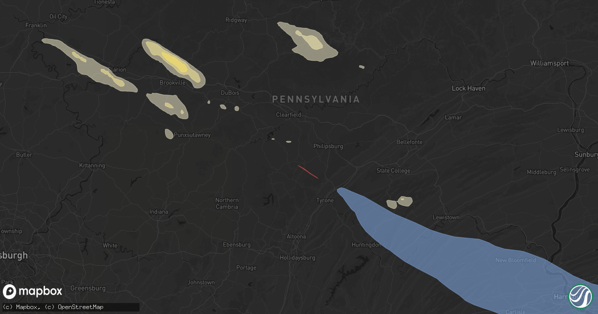 Hail map in Houtzdale, PA on July 18, 2026