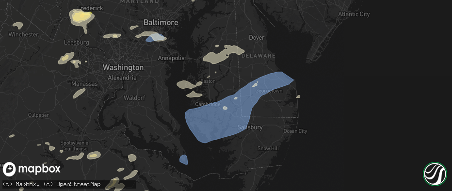 Hail map in Hurlock, MD on July 18, 2026