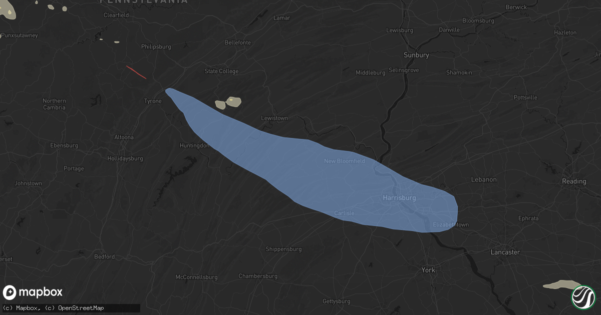 Hail map in Ickesburg, PA on July 18, 2026